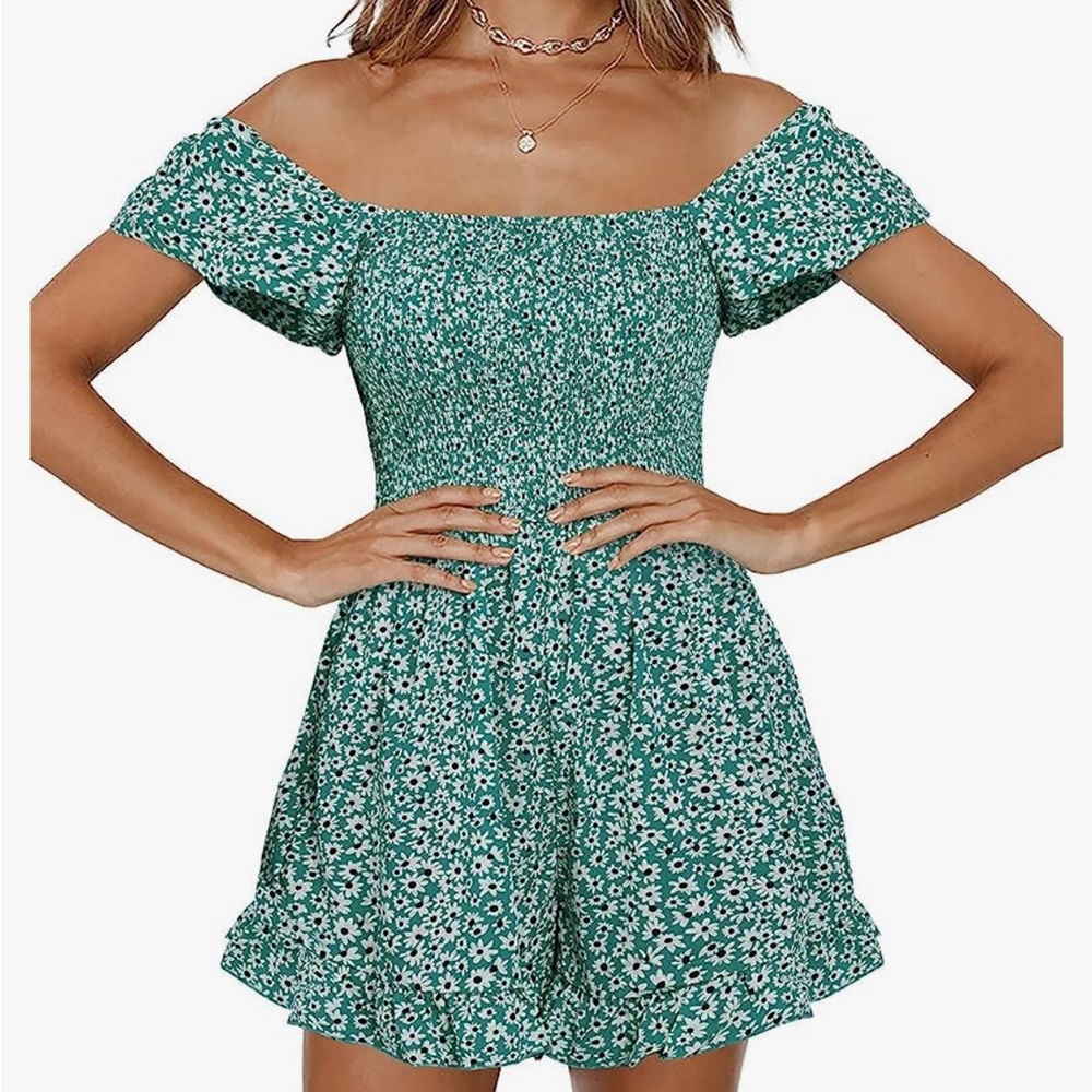 Blue Floral Romper